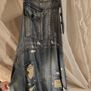 Distressed Denim Jaded Gypsy Overalls One Size